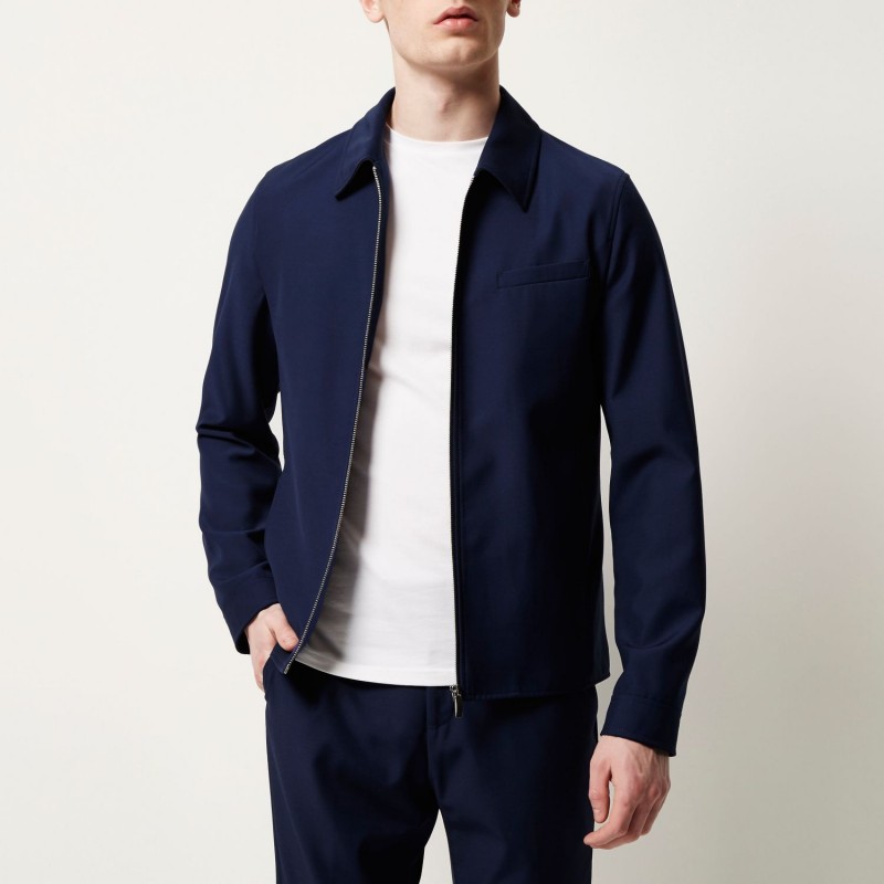 River Island Blue Zip-Up Harrington Jacket