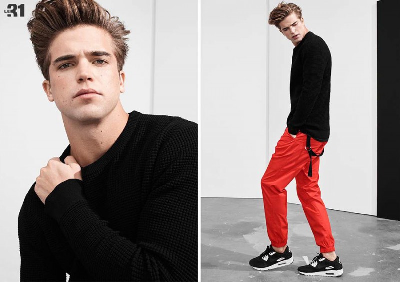 River Viiperi goes for a bold touch of contrast in black and red.