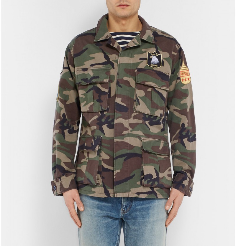 Saint Laurent Camouflage Print Cotton Field Jacket