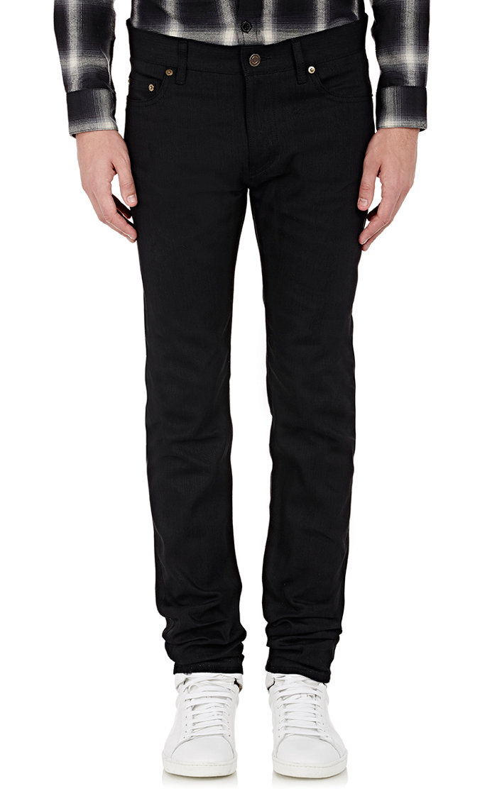 Saint Laurent Men's Raw Denim Skinny Jeans