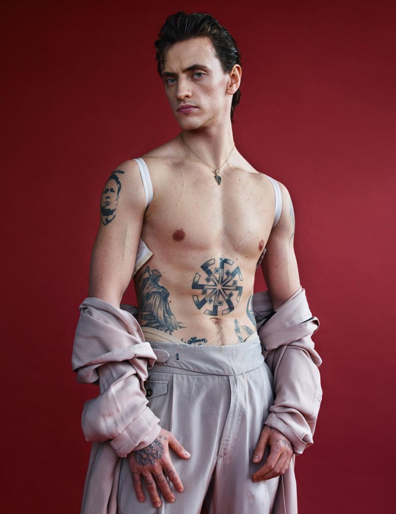 Sergei Polunin embraces pale greys in a feature for Vogue Hommes Paris.