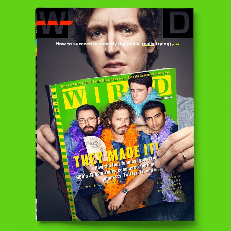 Silicon Valley star Thomas Middleditch covers Wired magazine.