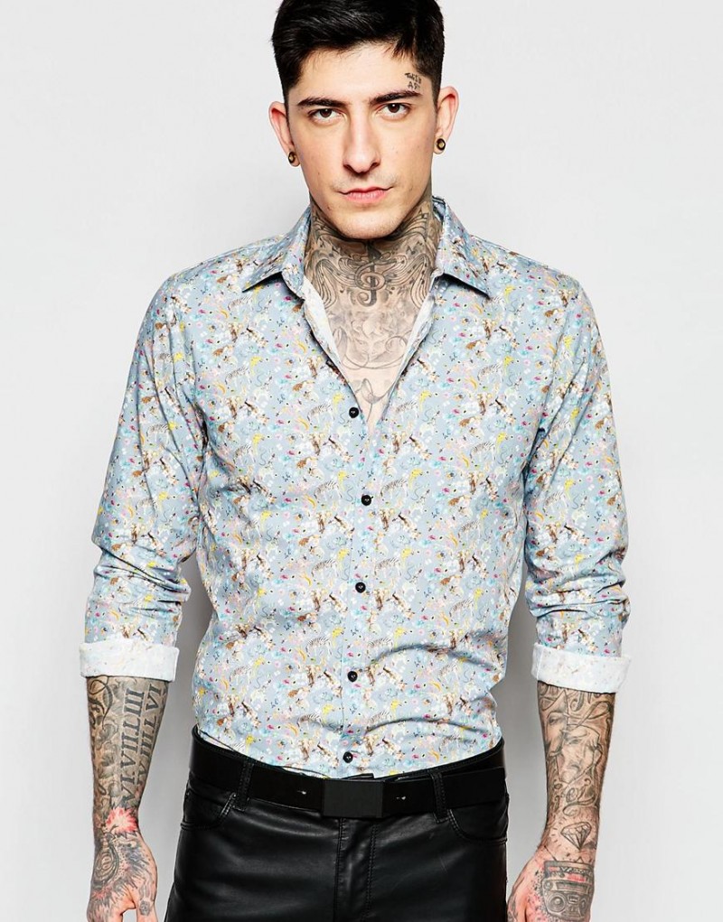 Sisley Slim-Fit Animal Print Shirt