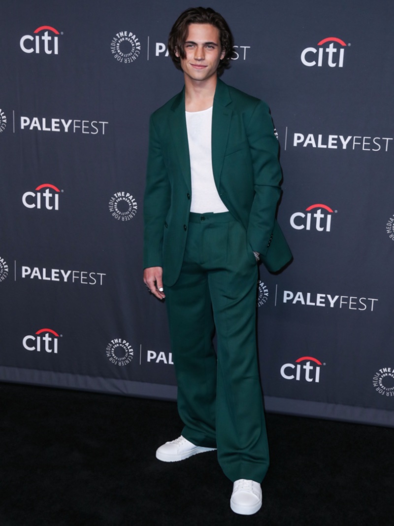 Tanner Buchanan Green Suit with White Sneakers