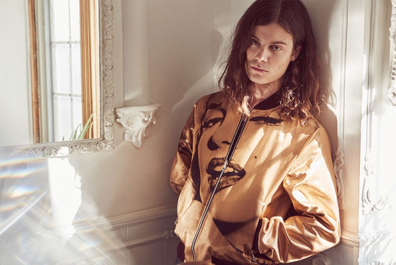 BØRNS wears Marilyn Monroe print bomber jacket Dries Van Noten.