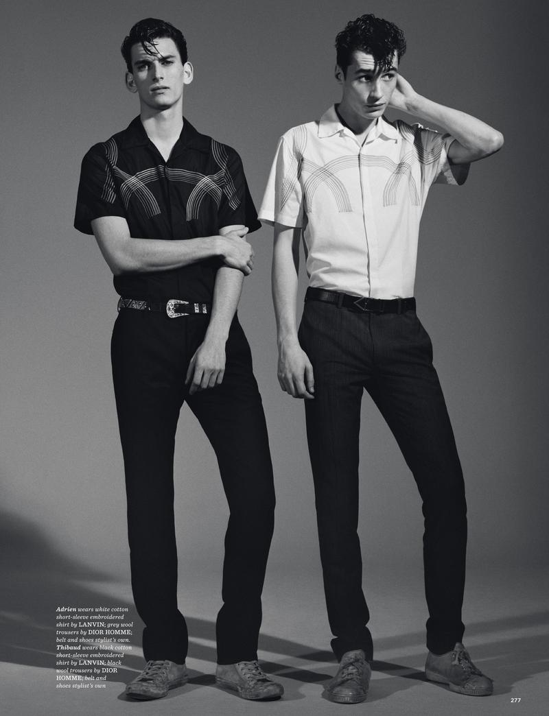 Thibaud Charon and Adrien Sahores embrace a retro attitude in short-sleeve shirts from Lanvin.