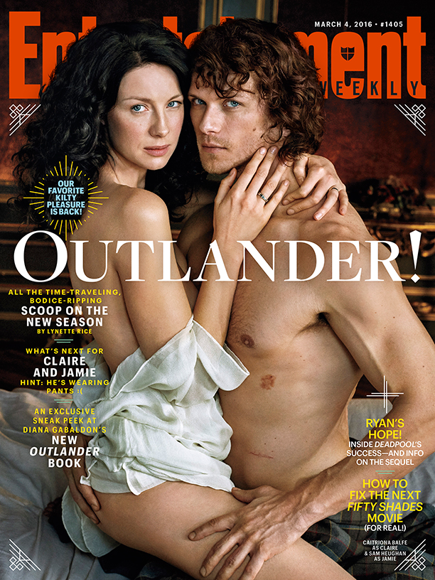 Outlander stars Caitriona Balfe and Sam Heughan pose for a steamy Entertainment Weekly cover.