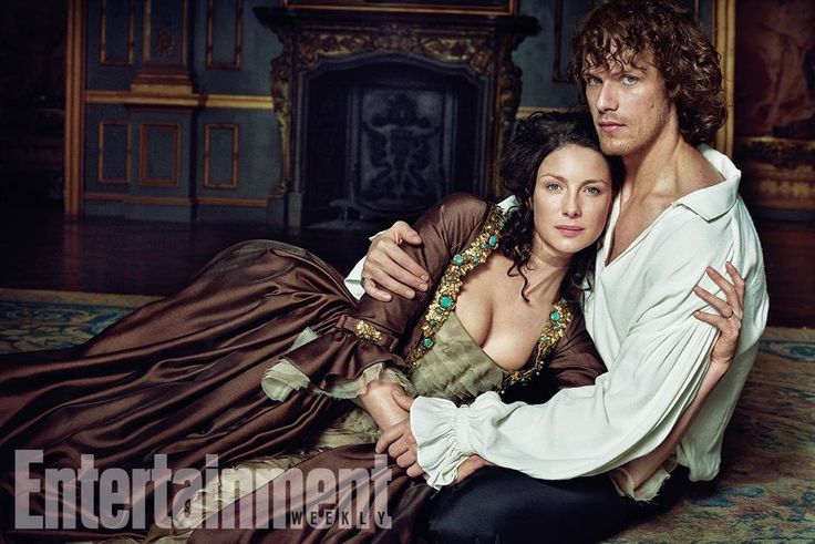 Caitriona Balfe and Sam Heughan pose in character for an Entertainment Weekly photo shoot, promoting Outlander.