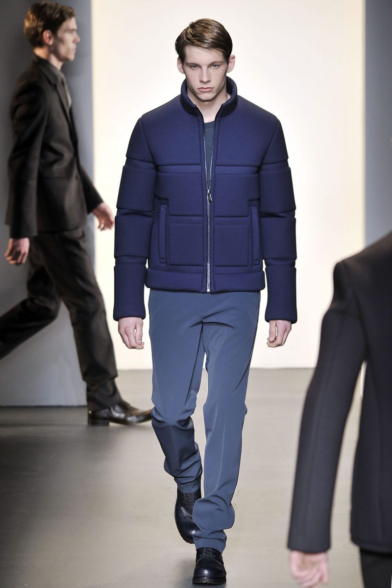 Italo Zucchelli approached fall-winter 2009 with an architectural spin on the man of Calvin Klein Collection.