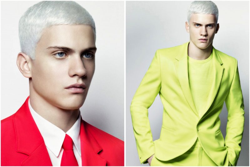 Model AJ Abualrub went platinum blond for Calvin Klein Collection's iconic spring-summer 2009 campaign.