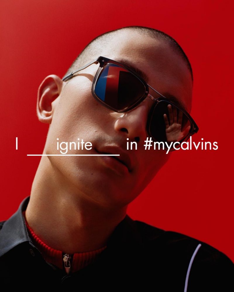 Sung Jin Park is a cool vision in sunglasses for Calvin Klein Platinum's spring-summer 2016 campaign.