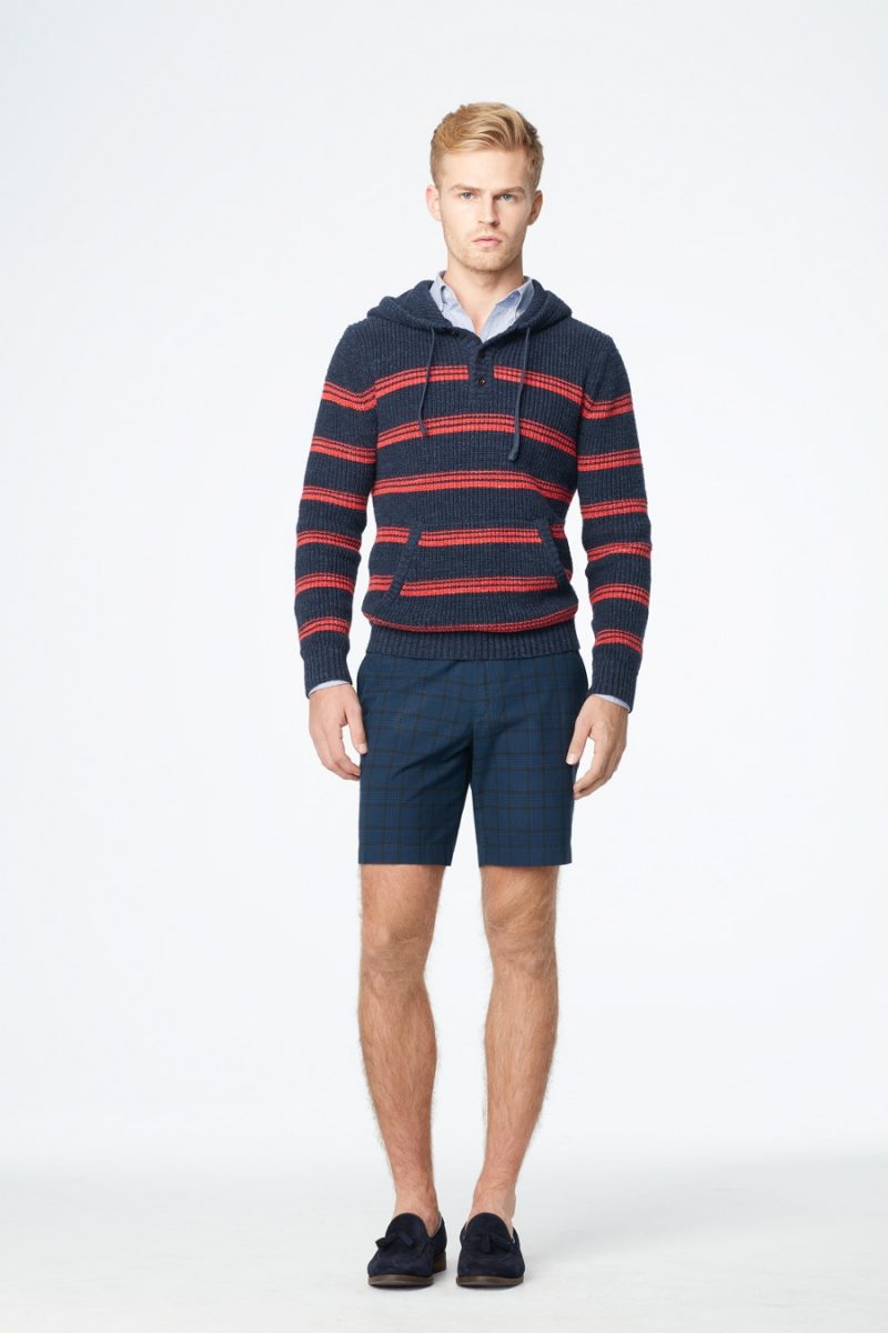 Canvas by Lands' End Cotton Slub Hoodie and Plaid Shorts