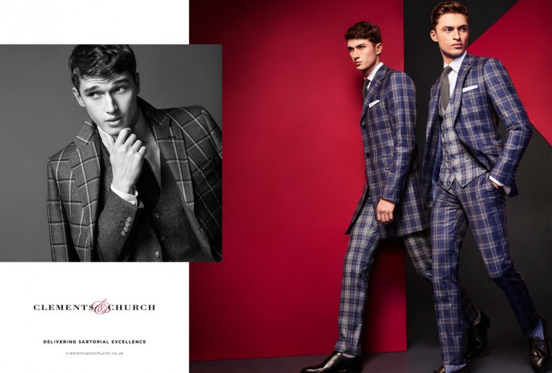 Matthew Holt and Harvey Haydon channel a gentleman's ease in tailored plaid suiting from Clements & Church.
