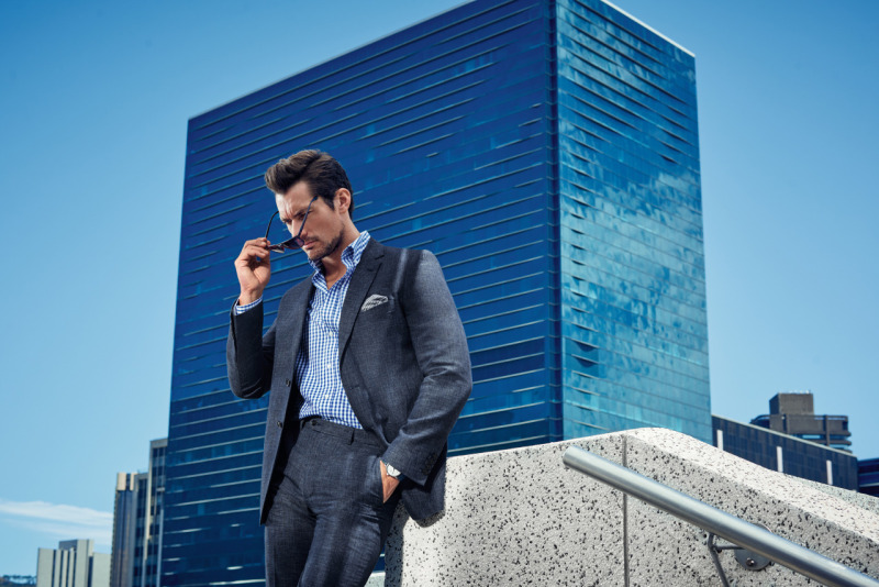 David Gandy is a suave vision in a charcoal suit for Marks & Spencer's spring-summer 2016 campaign.