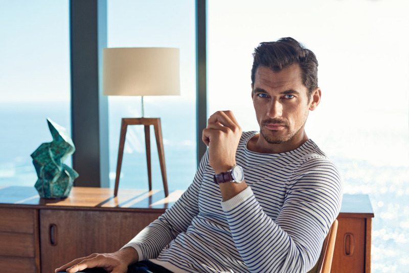 David Gandy goes casual in a long-sleeve striped top for Marks & Spencer's spring-summer 2016 campaign.