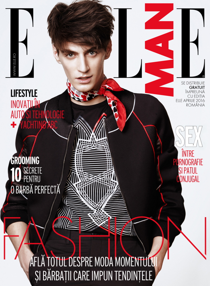 Mihai Bran covers the April 2016 issue of Elle Man Romania.