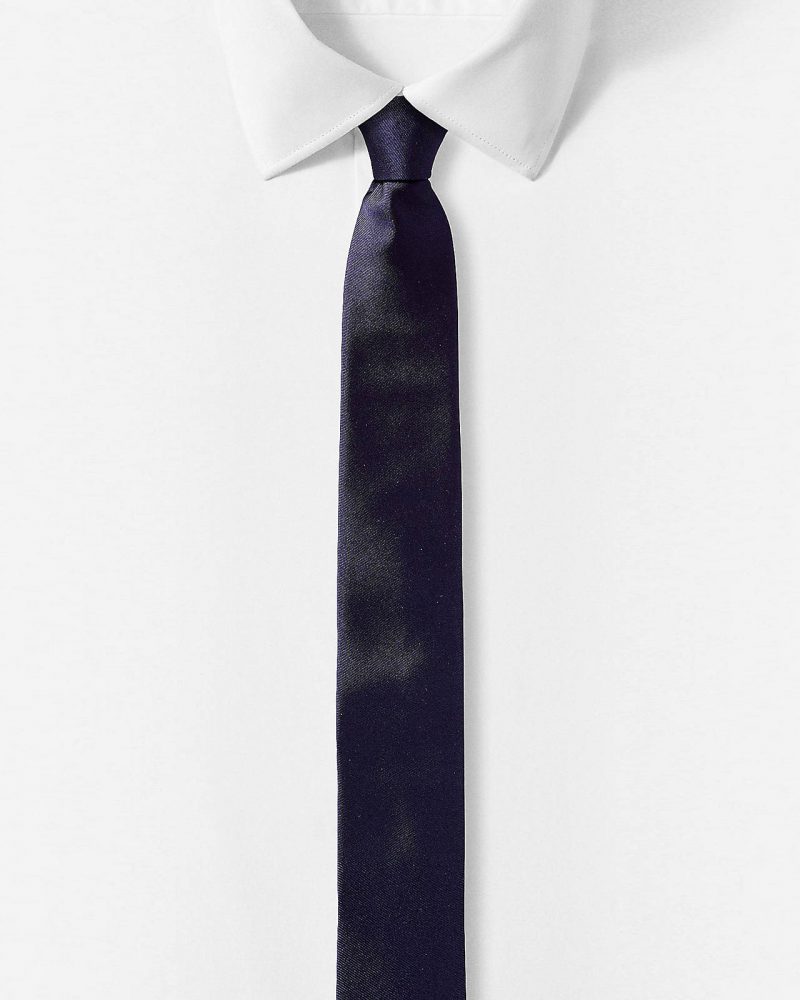 Express Tall Narrow Silk Tie in Alloy Navy