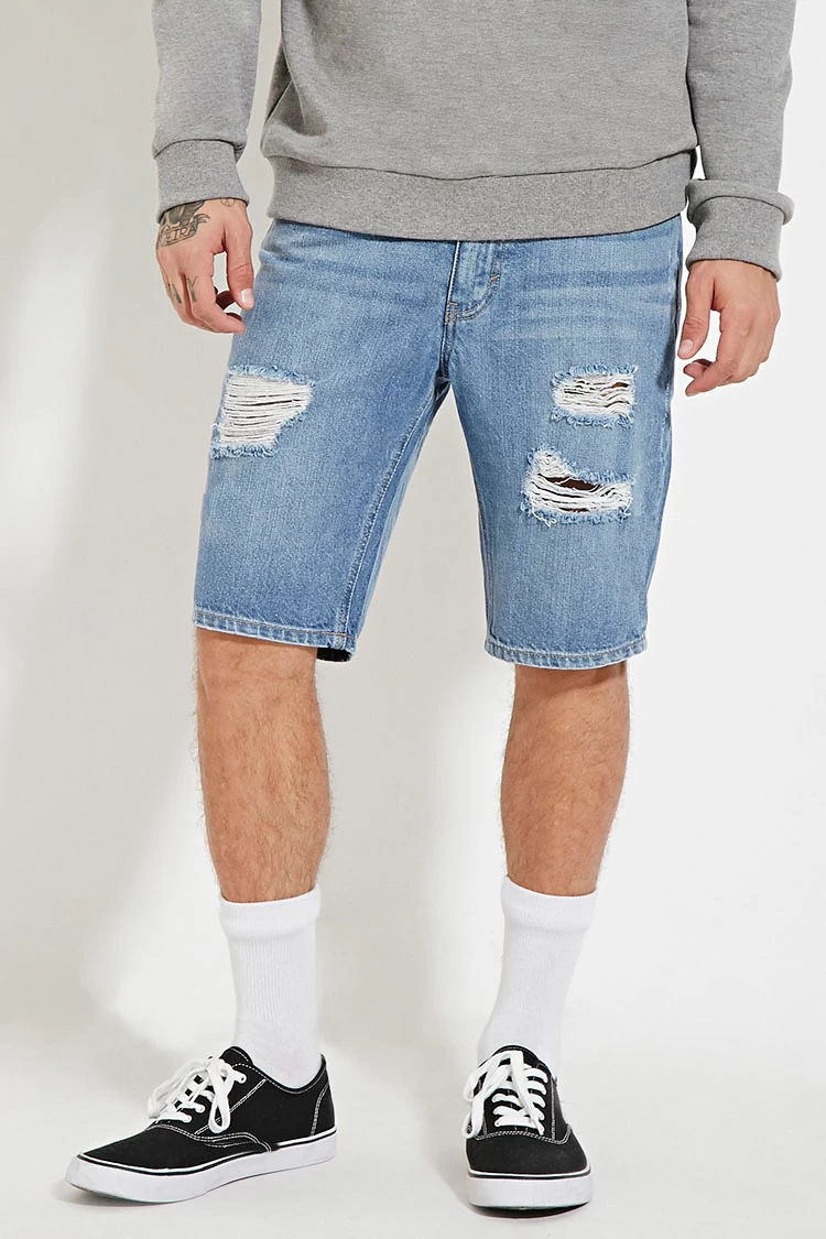 Forever 21 Men Distressed Denim Shorts