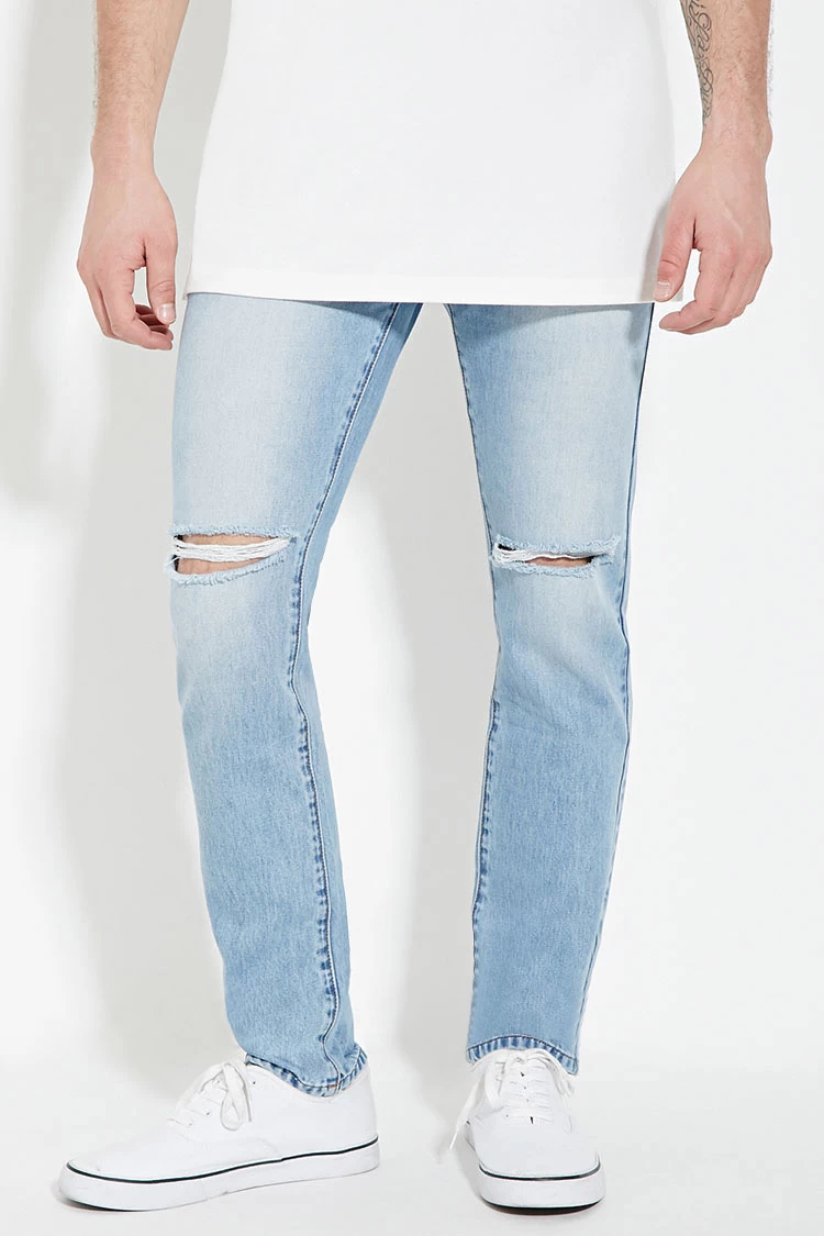 Forever 21 Men Distressed Slim-Fit Jeans