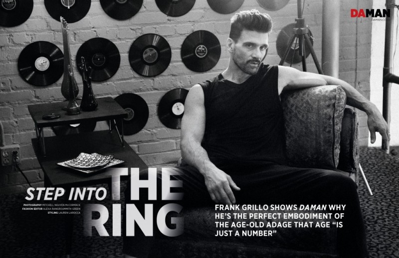 Frank Grillo photographed by Mitchell Nguyen McCormack in a T by Alexander Wang sleeveless tee and Hugo Boss trousers for Da Man.
