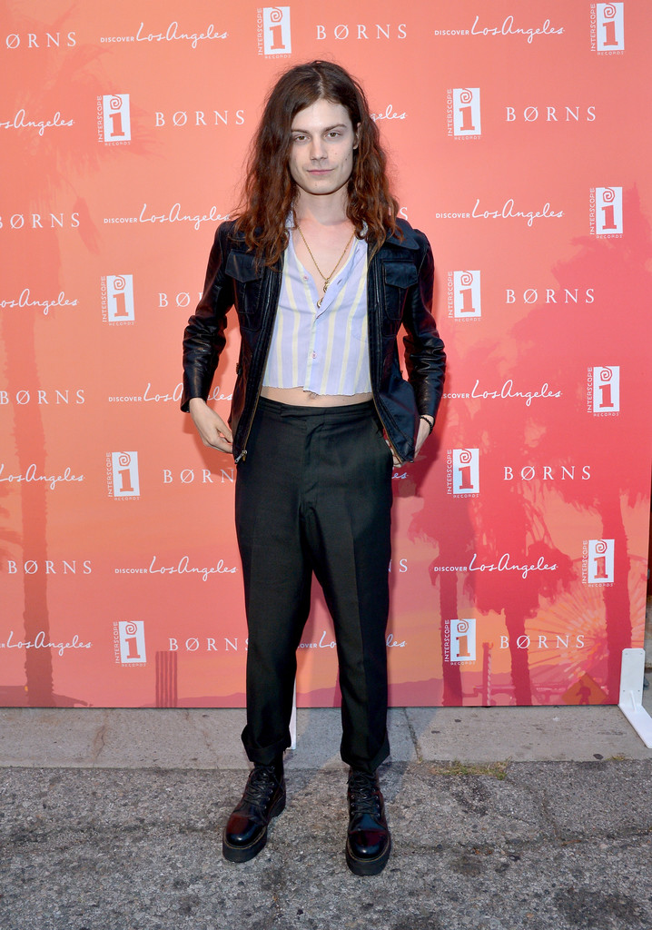 April 2016: Garrett Borns aka BØRNS rocks a cropped top for Discover Los Angeles "Get Lost" Pop-Up Concert.