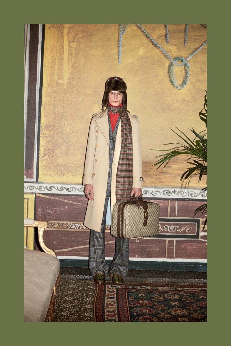 Transitioning into fall, Gucci's flared silhouette is dressed in plaid.