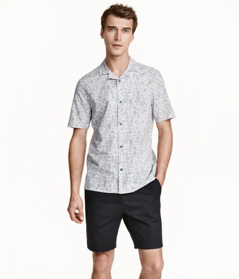Clément Chabernaud wears H&M Men patterned short-sleeve shirt.