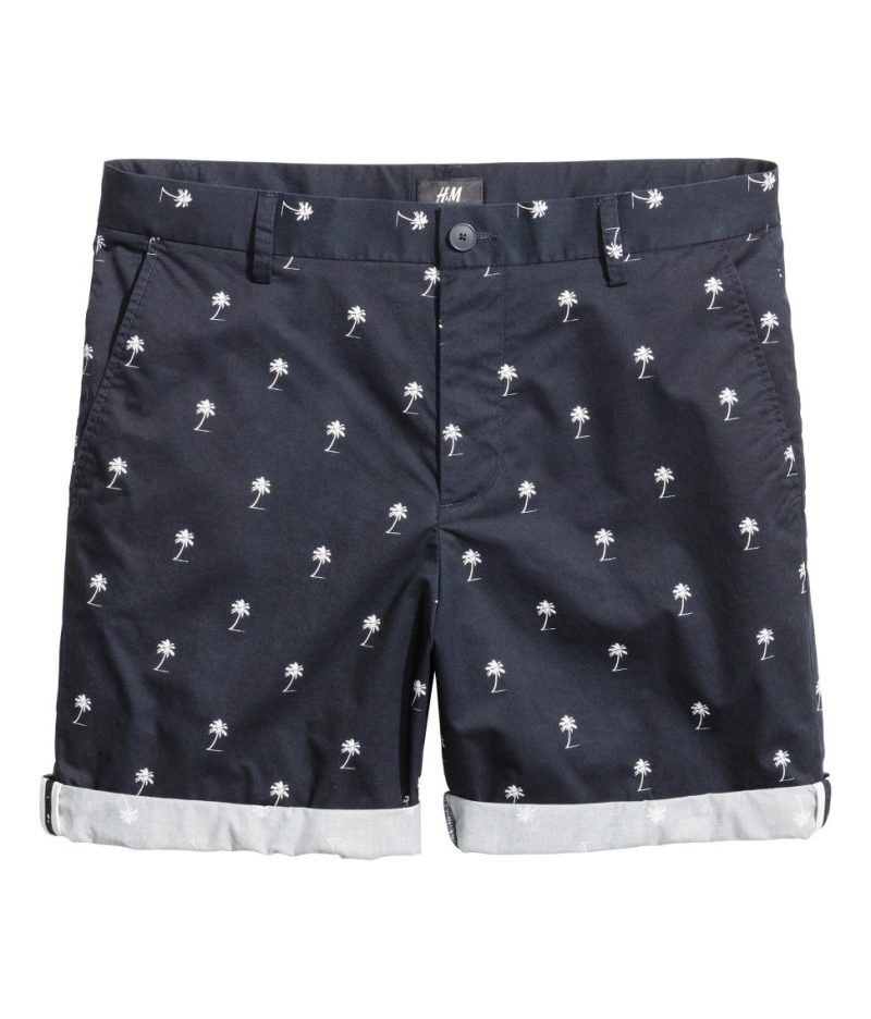 H&M Slim-Fit Palm Tree Print Shorts