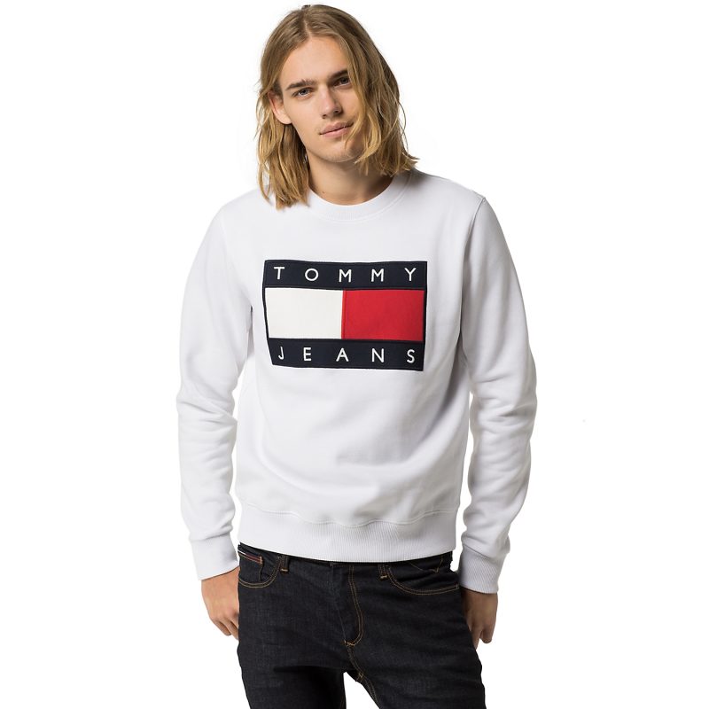 Hilfiger Denim Tommy Jeans Flag Sweatshirt in White