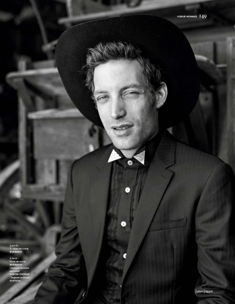 James Jagger wears all clothes Burberry for the pages of Vogue Hommes Paris. » James Jagger Rocks Western Styles for Vogue Hommes Cover Shoot James Jagger wears all clothes Burberry for the pages of Vogue Hommes Paris.