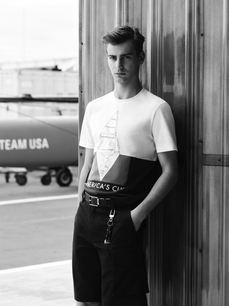 Ben Allen goes casual in a sporty look from Louis Vuitton's America's Cup Collection.