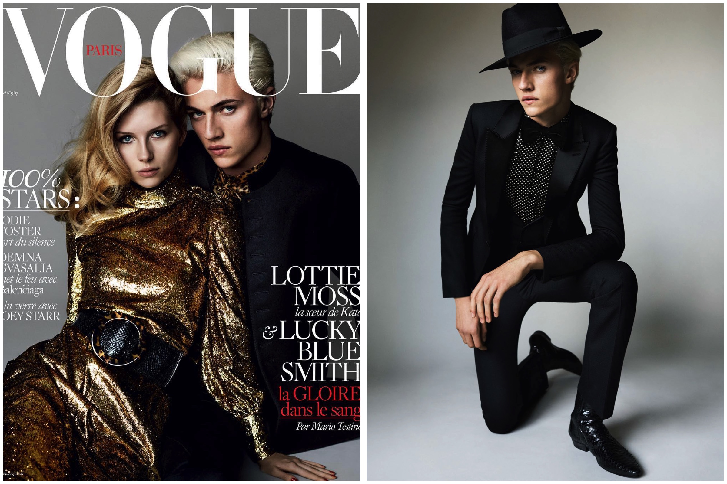 Lucky Blue Smith Joins Lottie Moss for Vogue Paris Cover, Wears Saint Laurent