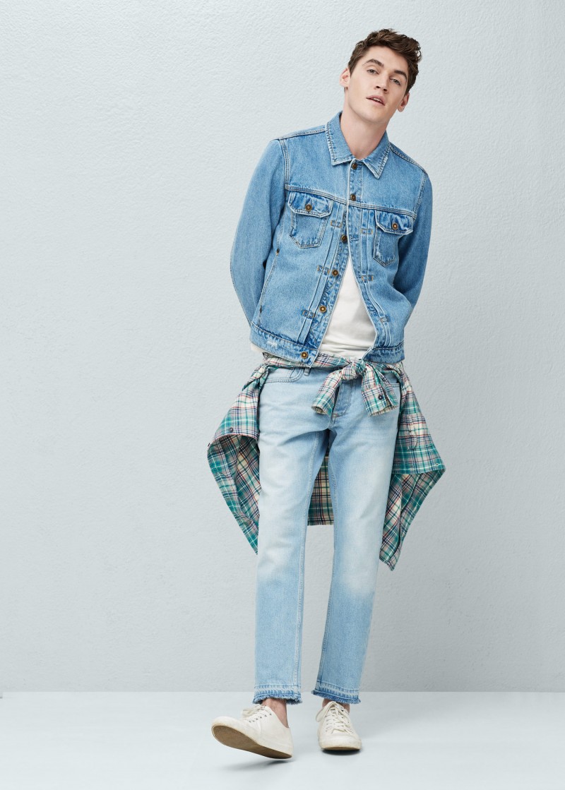 Mango Blacksmith Denim Light Wash Jacket