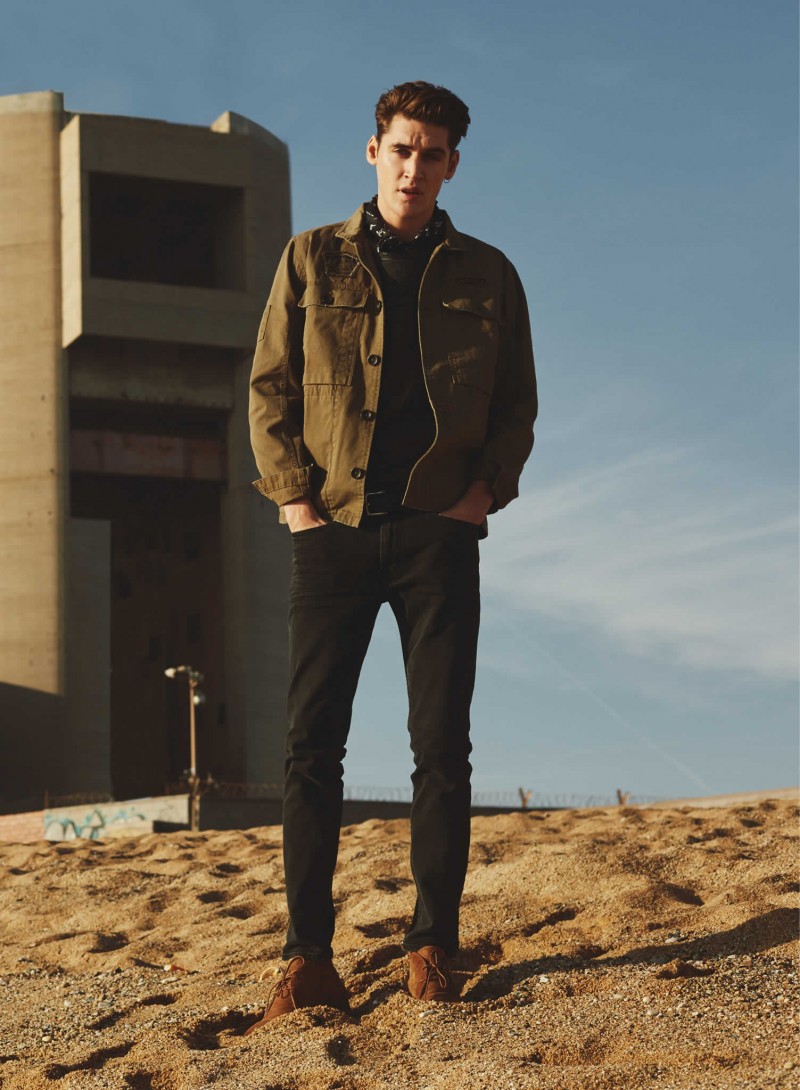 Isaac Carew goes casual for Mango Blacksmith Denim.