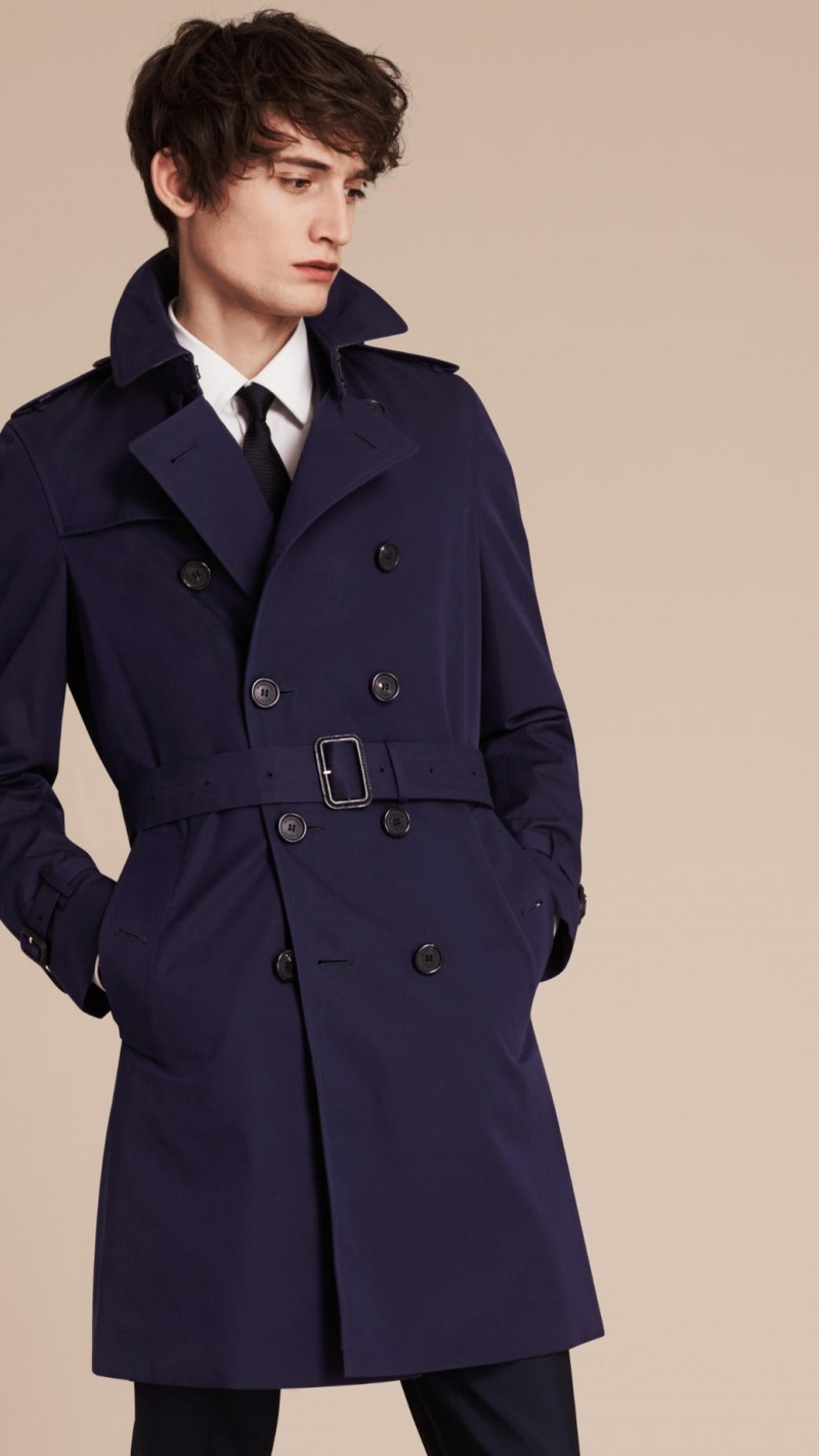 Mr. Burberry Chelsea Cotton Gabardine Trench Coat in Navy