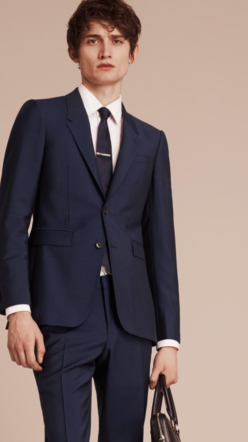 Mr. Burberry Chelsea Slim-Fit Wool Mohair Suit in Navy