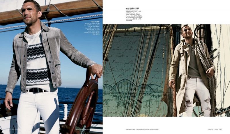 Will Chalker embraces the nautical life in Tom Ford and Michael Kors.