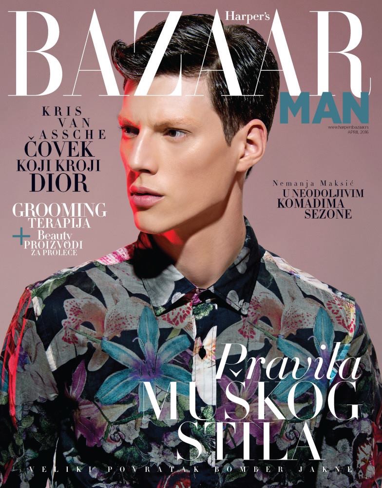 Model Nemanja Maksic covers Harper's Bazaar Serbia.