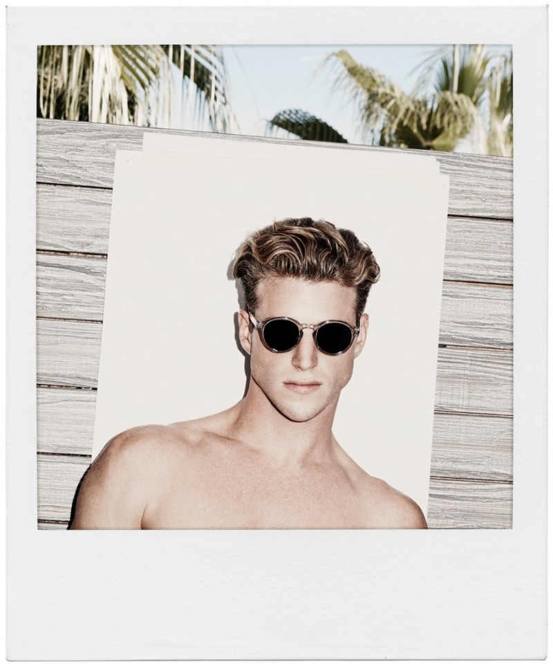 Roger Frampton wears Orlebar Brown's clear Grandy sunglasses.