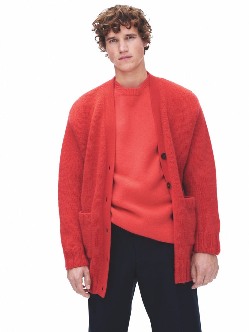 Raey Red Cashmere Cardigan Sweater