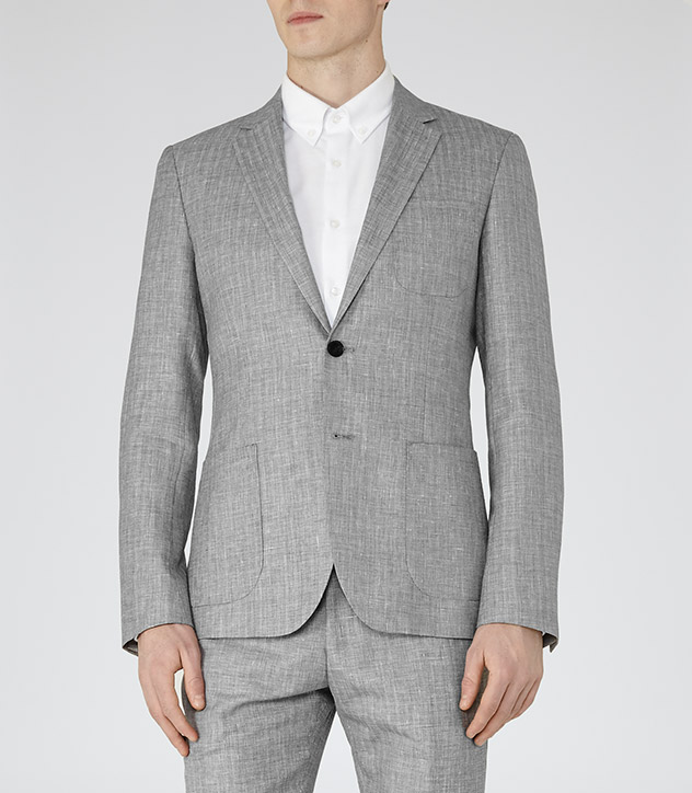 Reiss Herringbone Weave Blazer