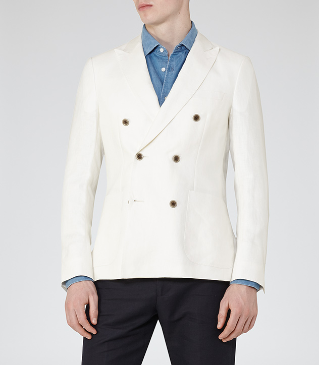 Reiss Linen Double-Breasted Blazer