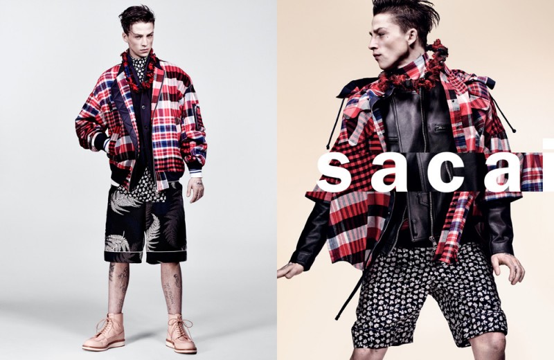 Ash Stymest rocks a mix of prints for Sacai's spring-summer 2016 campaign.