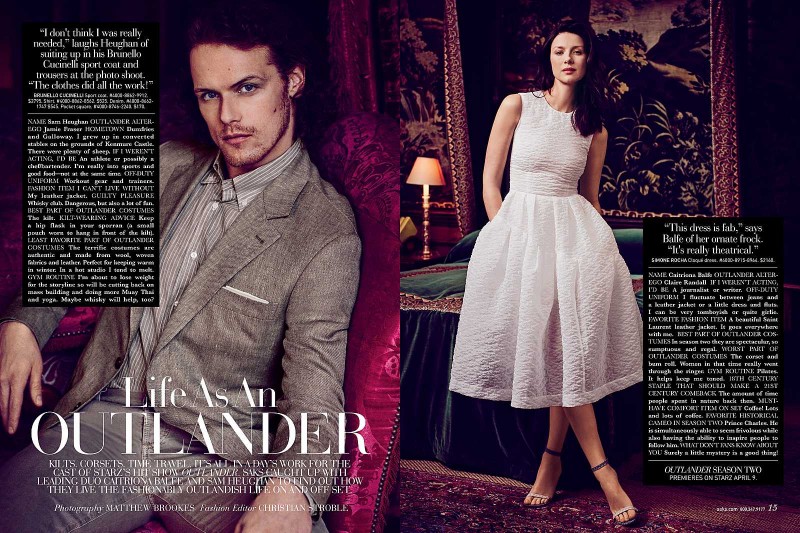 Sam Heughan and his Outlander costar Caitriona Balfe photographed for Saks Fifth Avenue.