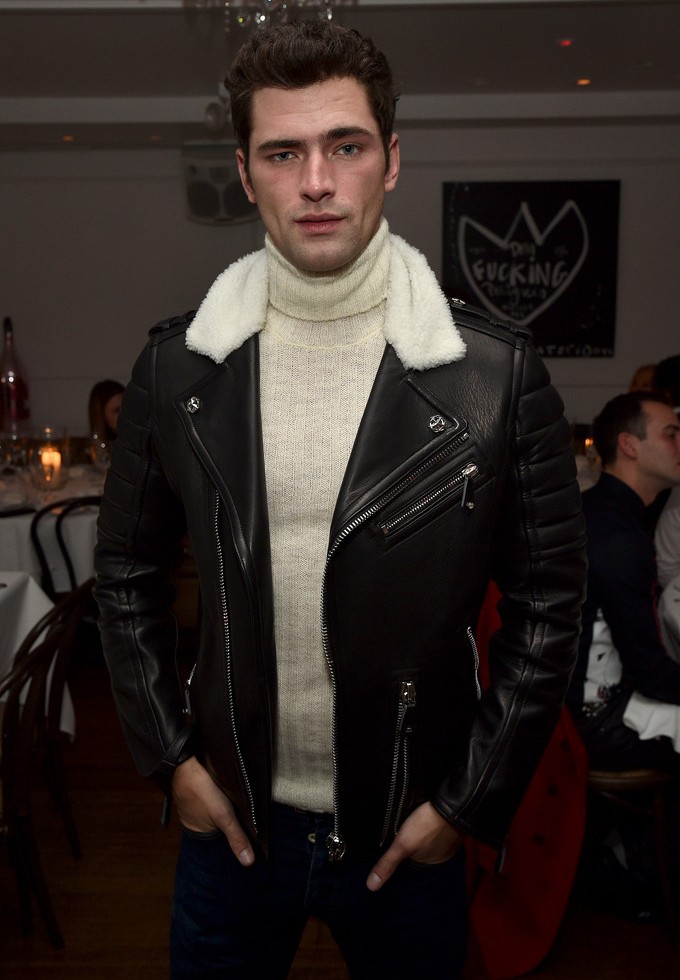 Dressed in a leather biker jacket from Philipp Plein, Sean O'Pry joins the designer for an exclusive dinner at Bagatelle in New York City.