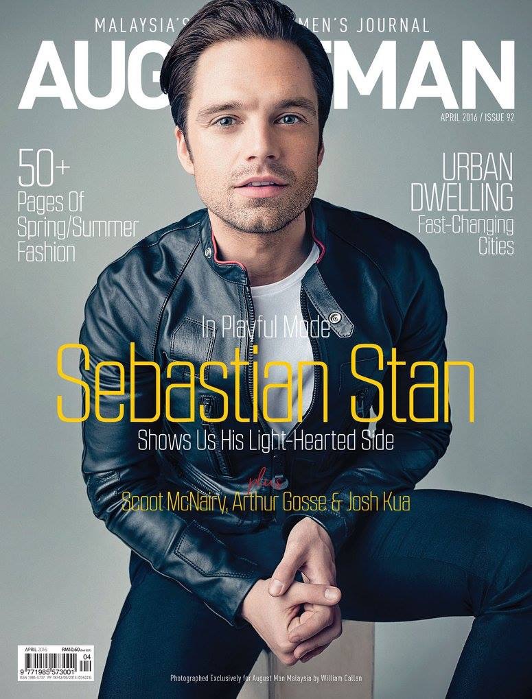 Sebastian Stan covers the April 2016 issue of August Man Malaysia.