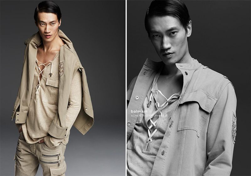 Philip Huang is safari chic in a spring-summer 2016 look from Parisian fashion house Balmain.