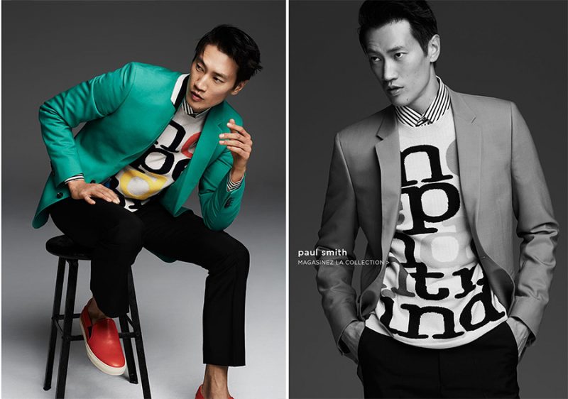 Philip Huang models a splash of color from British fashion brand Paul Smith.