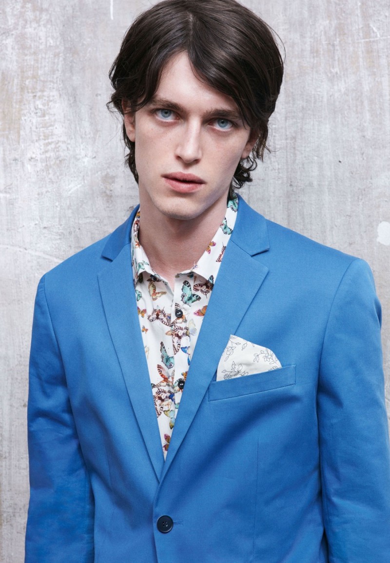 Spring Breath: Sisley adds a light attitude to suiting with its use of bright colors and intricate nature-based prints for shirting.