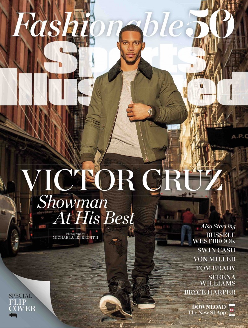 Victor Cruz covers Sports Illustrated's Fashionable 50 issue.